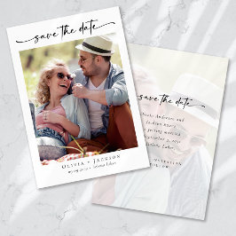 Kalligrafiescript Moderne fotobruiloft Save The Date