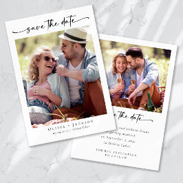 Kalligrafiescript Moderne fotobruiloft Save The Date