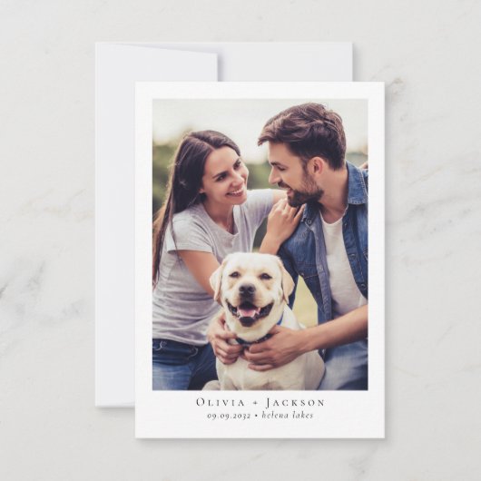 Kalligrafiescript Moderne fotobruiloft Save The Date (Voorkant)