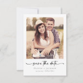 Kalligrafiescript Moderne fotobruiloft Save The Date (Voorkant)