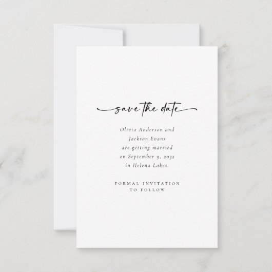 Kalligrafiescript Moderne fotobruiloft Save The Date (Achterkant)