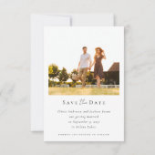 Kalligrafiescript Moderne fotobruiloft Save The Date (Achterkant)