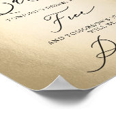 Kalligrafiescript Open Bar Funny Wedding Sign Poster (Hoek)