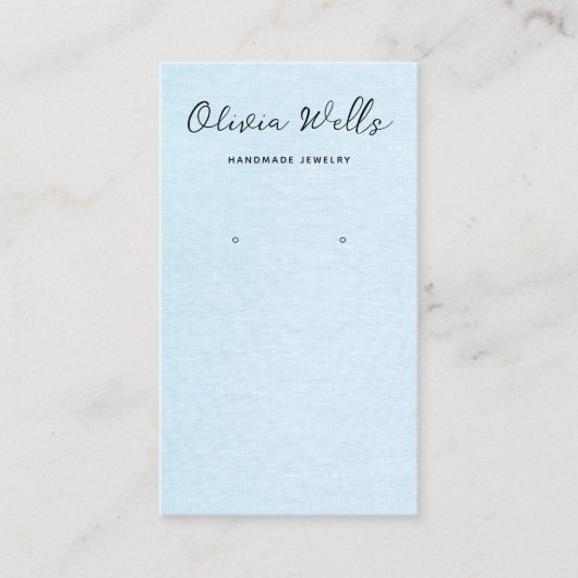 Kalligrafiescript Simple Blue Earring Business Visitekaartje (Voorkant)