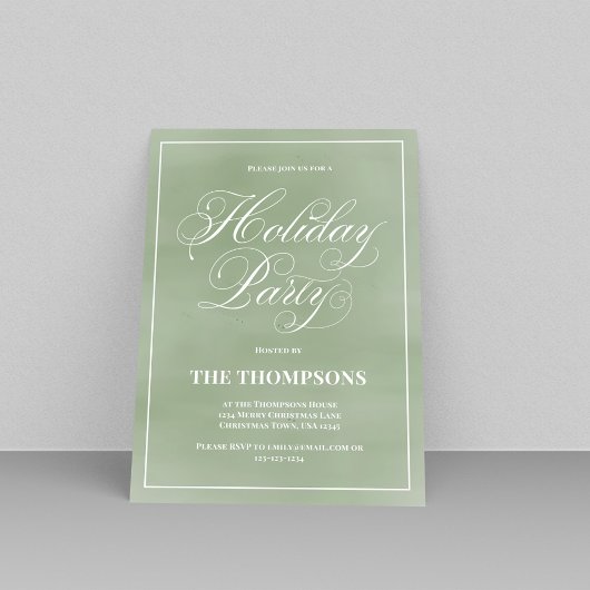 Kalligrafiescript van Green Holiday Party Kaart