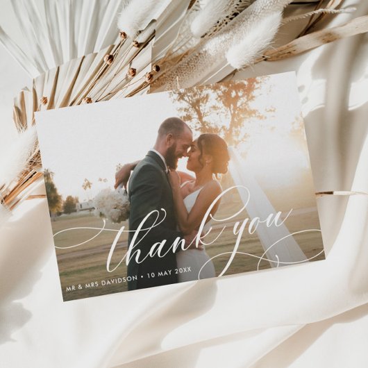 kalligrafiet trouwfoto bedankt je kaart