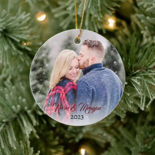 kalligrafisch schrift | Familienaam Dubbelzijdige  Keramisch Ornament (Boom)