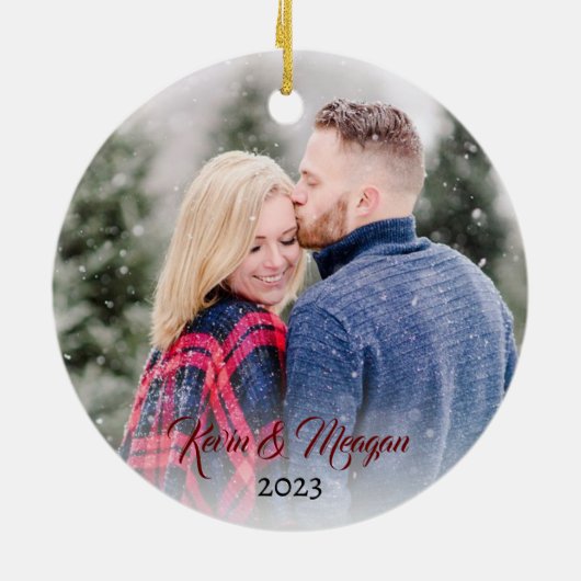 kalligrafisch schrift | Familienaam Dubbelzijdige  Keramisch Ornament (Achterkant)