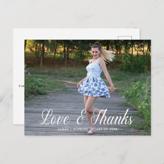 kalligrafisch schrift | Foto Afstuderen Dank u Briefkaart (Voorkant / Achterkant)