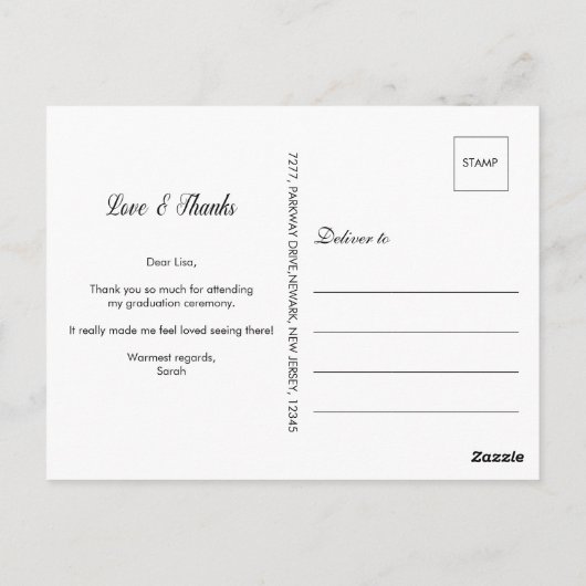 kalligrafisch schrift | Foto Afstuderen Dank u Briefkaart (Achterkant)