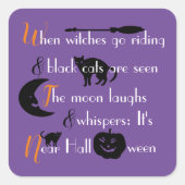 Kalligrafisch traditioneel Halloweengedicht Vierkante Sticker (Voorkant)