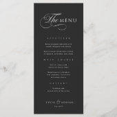 Kalligrafische Elegante Zwarte Trouwmenu Menu (Voorkant)