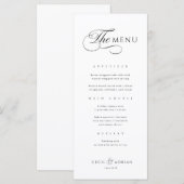 Kalligrafische Elegante Zwarte Witte Trouwmenu Menu (Voorkant / Achterkant)