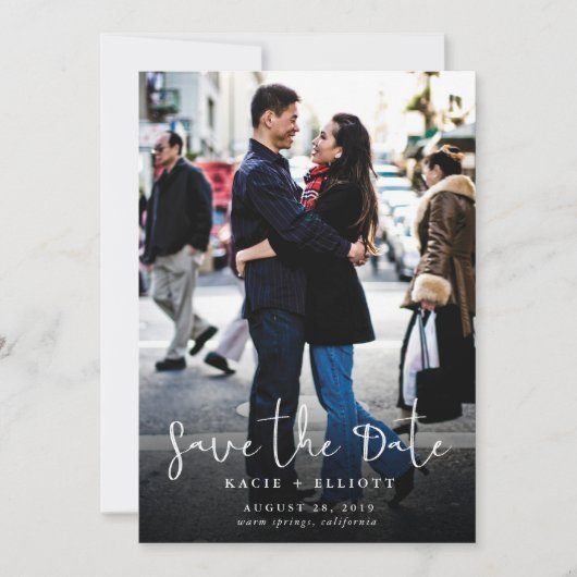 Kalligrafische foto Sla de datum op Save The Date (Voorkant)