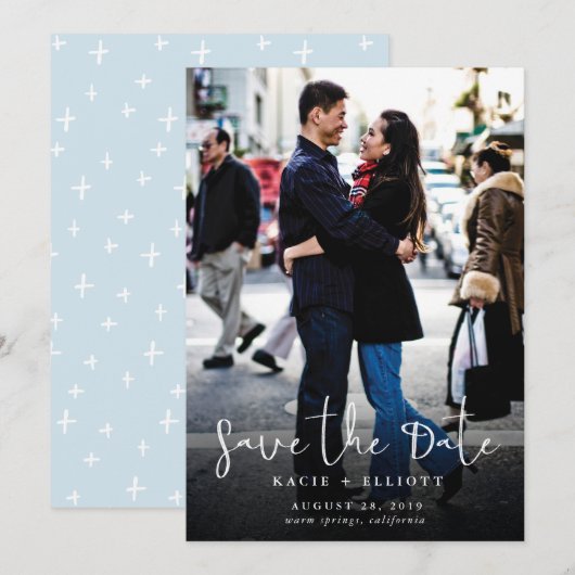 Kalligrafische foto Sla de datum op Save The Date (Voorkant / Achterkant)