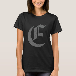 Kalligrafische hoofdletter E Grunge T-shirt