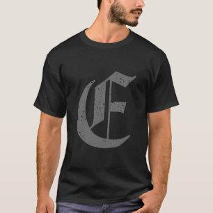 Kalligrafische hoofdletter E Grunge T-shirt