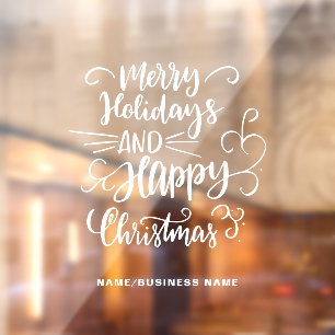 Kalligrafische Kerst Feestdagen Bedrijfsnaam Raamsticker