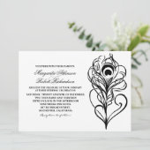 Kalligrafische Pauw Veer bruiloft uitnodigingen (Staand voorkant)