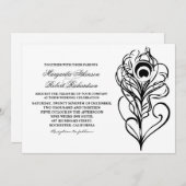 Kalligrafische Pauw Veer bruiloft uitnodigingen (Voorkant / Achterkant)