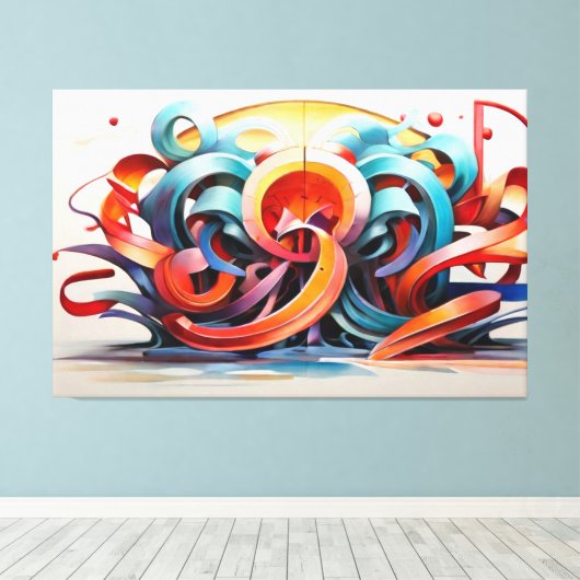 kalligrafische stijl canvas afdruk (Insitu (Houten vloer))