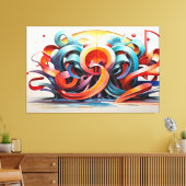 kalligrafische stijl canvas afdruk (Insitu (Woonkamer))