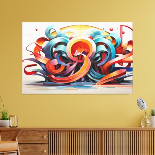 kalligrafische stijl canvas afdruk (Insitu (Woonkamer))