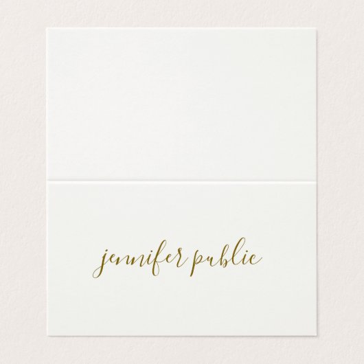 Kalligraphed Script Cream Wit Goud Gevouwen Luxe Visitekaartje (Buitenkant ongevouwen)