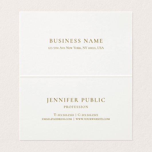 Kalligraphed Script Cream Wit Goud Gevouwen Luxe Visitekaartje (Binnenkant ongevouwen)