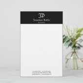 Kalligraphed Zwart Wit Sjabloon Elegant Briefpapier (Staand voorkant)