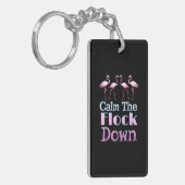 Kalm aan de schamele flamingo sleutelhanger (Voorkant Links)