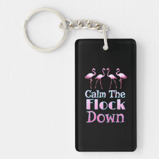 Kalm aan de schamele flamingo sleutelhanger