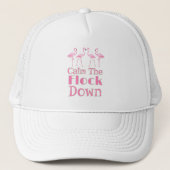 Kalm aan de schamele flamingo trucker pet (Voorkant)