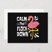 Kalm aan de schimmelroze flamingo aankondigingskaart (Voorkant / Achterkant)