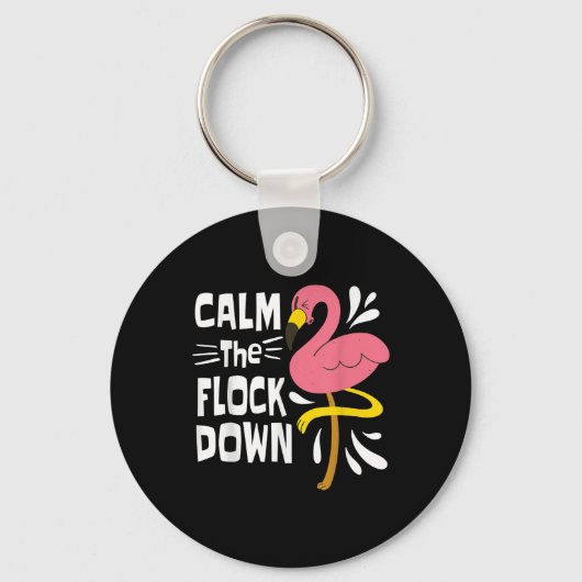 Kalm aan de schimmelroze flamingo sleutelhanger (Voorkant)