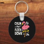 Kalm aan de schimmelroze flamingo sleutelhanger (Voorkant)