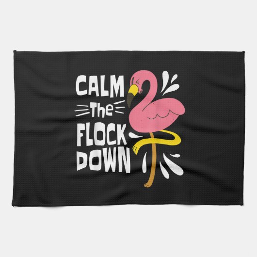 Kalm aan de schimmelroze flamingo theedoek (Horizontaal)
