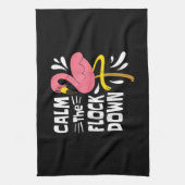 Kalm aan de schimmelroze flamingo theedoek (Verticaal)