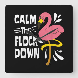 Kalm aan de schimmelroze flamingo vierkante klok
