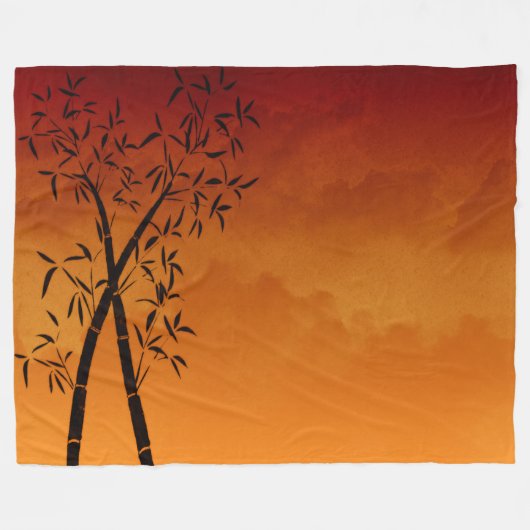 Kalm Bamboe en bergzicht Scène Fleece Deken (Voorkant (Horizontaal))