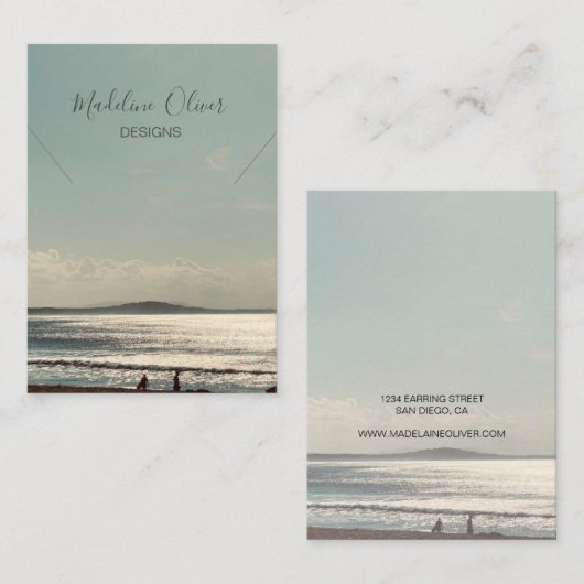 Kalm Beach Scene Ketting Display Visitekaartje (Voorkant / Achterkant)