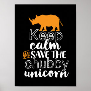 Kalm bewaren Bespaar de Chubby Unicorn Rhino Dier Poster