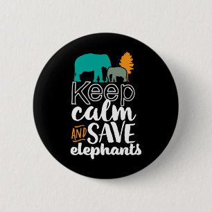 Kalm bewaren Elephants Dierenvriend Volunteer Ronde Button 5,7 Cm
