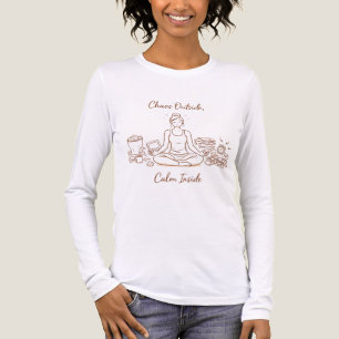 Kalm binnen yogameisje – Lijnkunstontspanning Tri-Blend Shirt