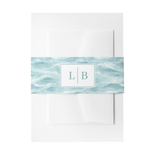 Kalm blauw aquarel golven uitnodigingen wikkel (Voorkant Voorbeeld)