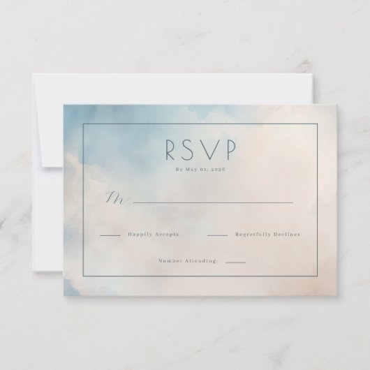 Kalm Blauw Aquarel RSVP Kaartje (Voorkant)