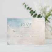 Kalm Blauw Aquarel RSVP Kaartje (Staand voorkant)