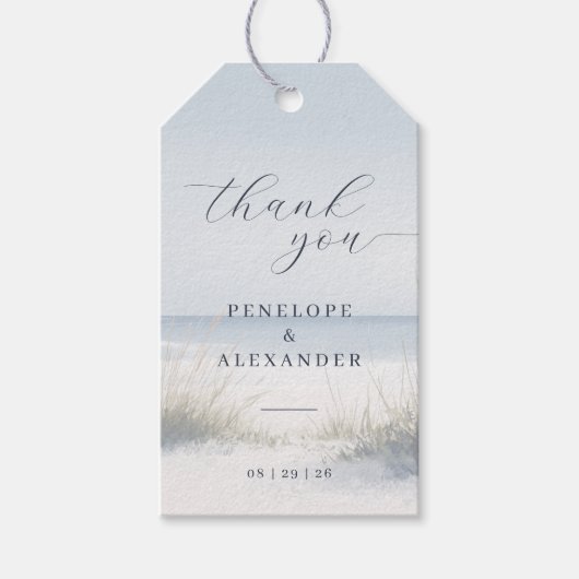 Kalm Blauwe Strand Scène Cadeaulabel (Voorkant)