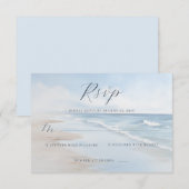Kalm blauwe strandgolven RSVP kaartje (Voorkant / Achterkant)