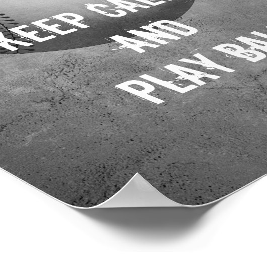 kalm blijven citeren poster honkbalgrijs en wit (Hoek)